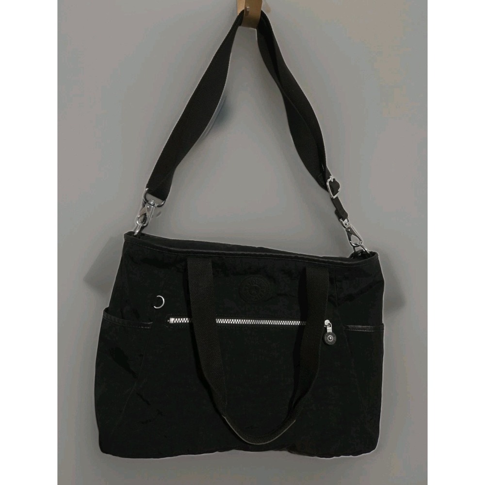 Kipling Black Nylon Laptop Tote Bag Crossbody Travel Work Shoulder Multi-Pocket